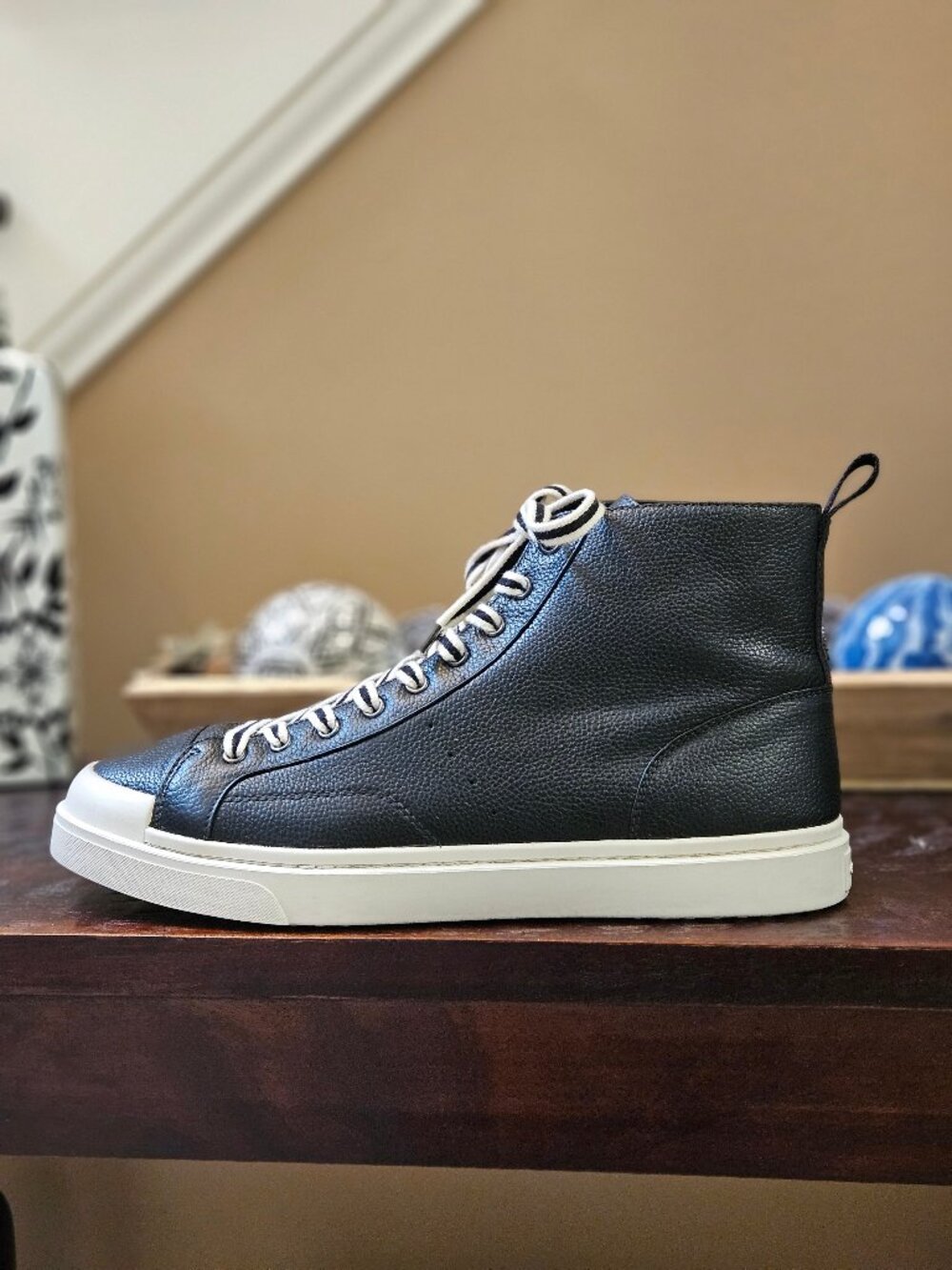 Coach Men's Full-Grain Leather Hi Top Sneakers, Black, Sz 13 (w/extra laces) - Picture 10 of 15